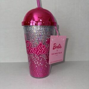 Barbie Skinny Dip Tumbler-Reusable Straw-Pink & Silver Rhinestones-Bling